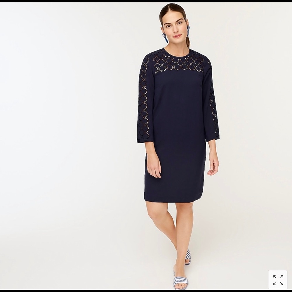 J.Crew Laser-cut eyelet dress in 365 crepe - Picture 4 of 6